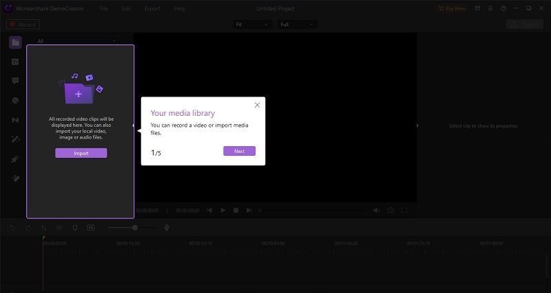 launch democreator and import video